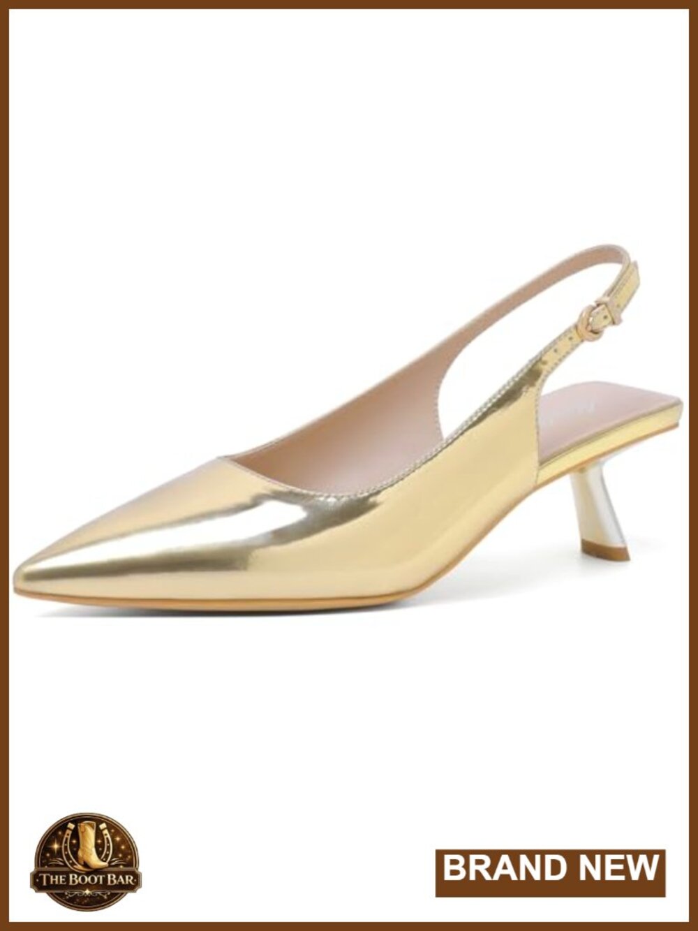 Mostrin Kitten Heels Pointed Toe Faux Leather Slingback Buckle Dress Pumps
